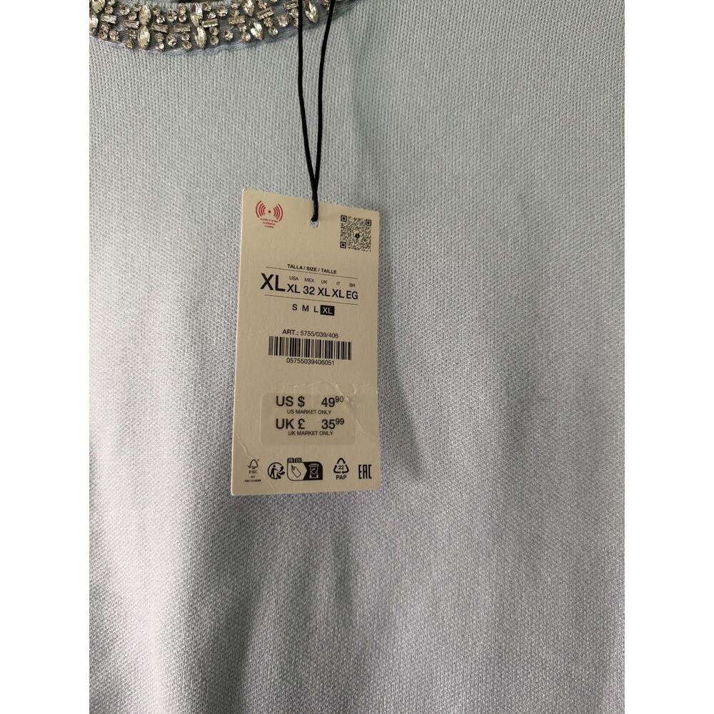 Zara Jewel Neck Knit Short Sleeve Top size XL - Picture 4 of 4